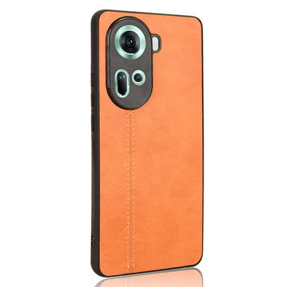 OPPO Reno11 5G Cow Pattern Sewing Back Cover Phone Case - Premium PU Leather Texture PC + TPU Shockproof Protective Case, Scratch Resistant Slim Lightweight Anti-Fingerprint Full Coverage Mobile Cover