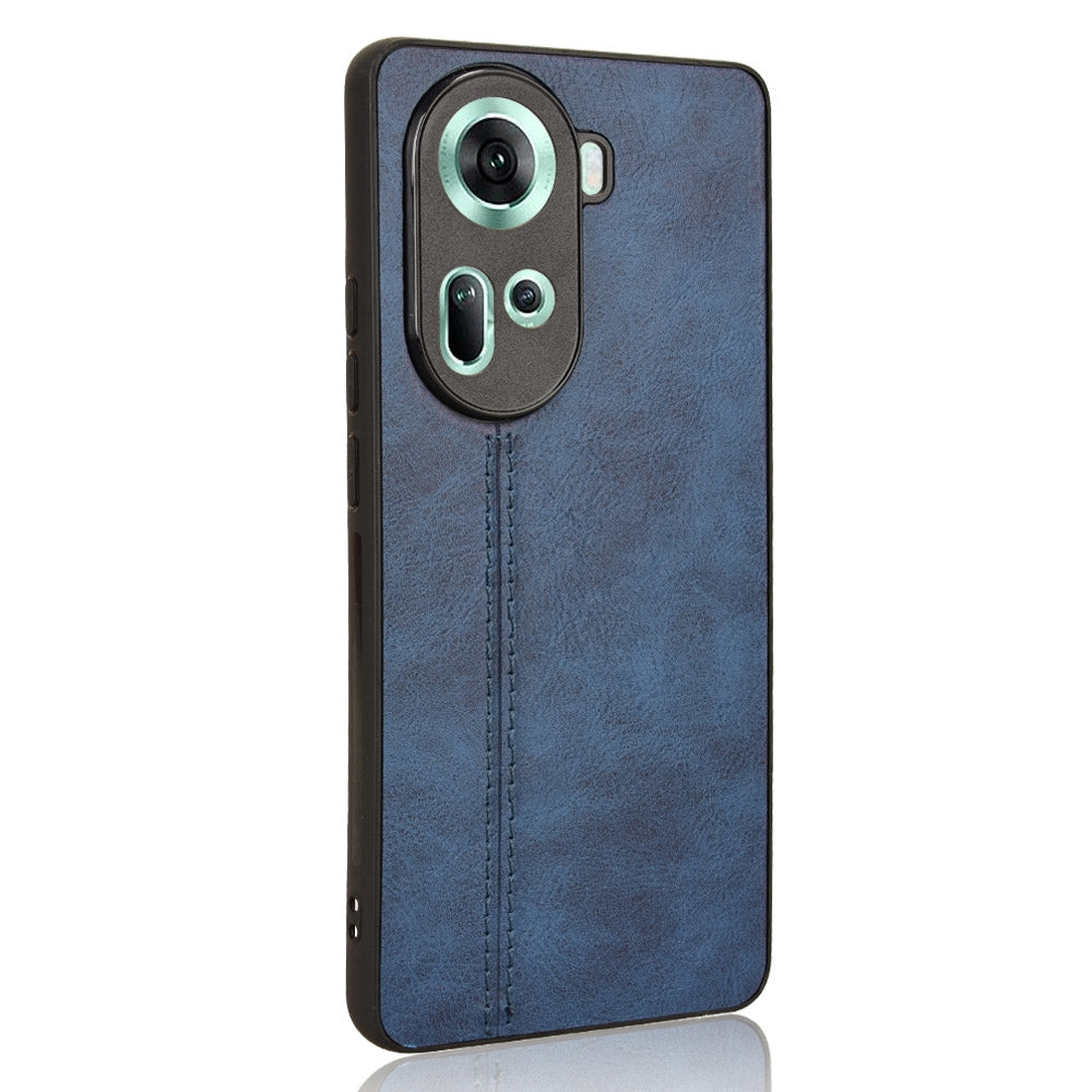 OPPO Reno11 5G Cow Pattern Sewing Back Cover Phone Case - Premium PU Leather Texture PC + TPU Shockproof Protective Case, Scratch Resistant Slim Lightweight Anti-Fingerprint Full Coverage Mobile Cover