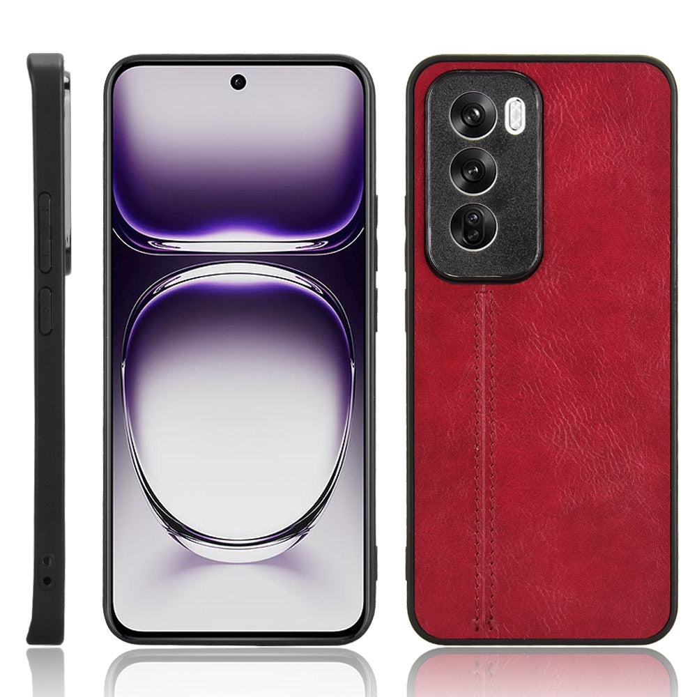 OPPO Reno12 Pro 5G Cow Pattern Sewing Back Cover Phone Case - Premium PU Leather Texture PC + TPU Shockproof Protective Case, Scratch Resistant Slim Lightweight Anti-Fingerprint Full Coverage Mobile Cover