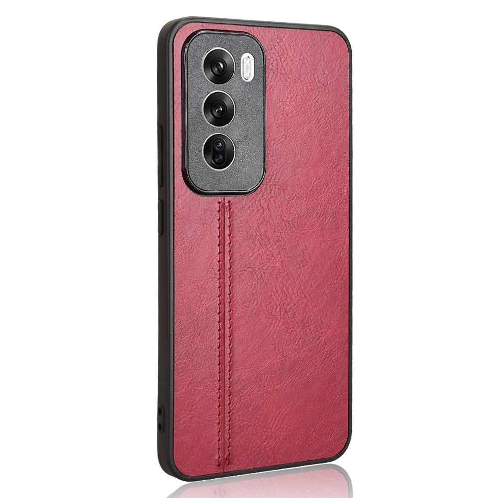 OPPO Reno12 Pro 5G Cow Pattern Sewing Back Cover Phone Case - Premium PU Leather Texture PC + TPU Shockproof Protective Case, Scratch Resistant Slim Lightweight Anti-Fingerprint Full Coverage Mobile Cover