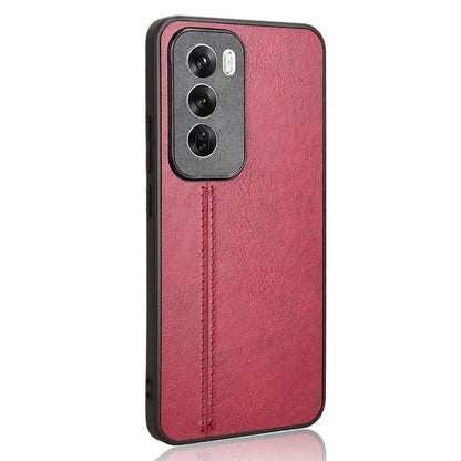 OPPO Reno12 Pro 5G Cow Pattern Sewing Back Cover Phone Case - Premium PU Leather Texture PC + TPU Shockproof Protective Case, Scratch Resistant Slim Lightweight Anti-Fingerprint Full Coverage Mobile Cover