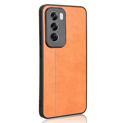 OPPO Reno12 Pro 5G Cow Pattern Sewing Back Cover Phone Case - Premium PU Leather Texture PC + TPU Shockproof Protective Case, Scratch Resistant Slim Lightweight Anti-Fingerprint Full Coverage Mobile Cover