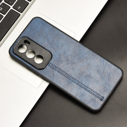 OPPO Reno12 Pro 5G Cow Pattern Sewing Back Cover Phone Case - Premium PU Leather Texture PC + TPU Shockproof Protective Case, Scratch Resistant Slim Lightweight Anti-Fingerprint Full Coverage Mobile Cover