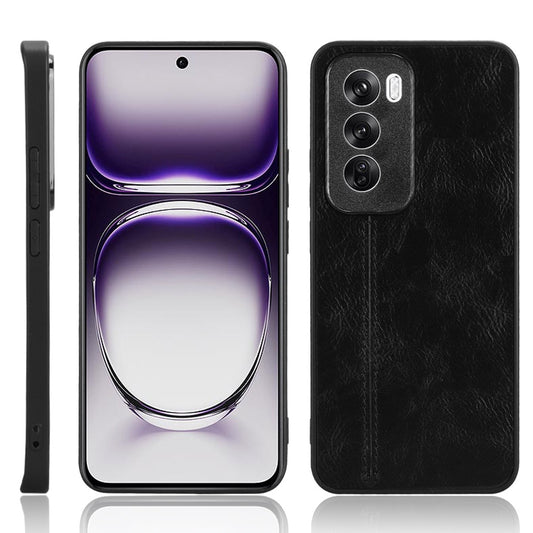 OPPO Reno12 5G Cow Pattern Sewing Back Cover Phone Case - Premium PU Leather Texture PC + TPU Shockproof Protective Case, Scratch Resistant Slim Lightweight Anti-Fingerprint Full Coverage Mobile Cover