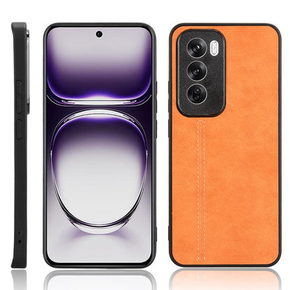 OPPO Reno12 5G Cow Pattern Sewing Back Cover Phone Case - Premium PU Leather Texture PC + TPU Shockproof Protective Case, Scratch Resistant Slim Lightweight Anti-Fingerprint Full Coverage Mobile Cover