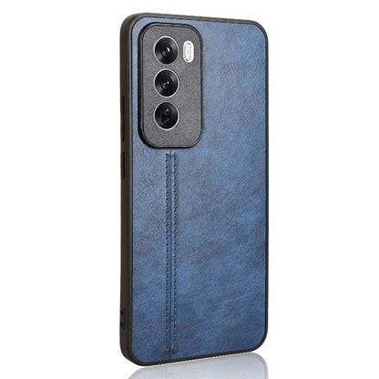 OPPO Reno12 5G Cow Pattern Sewing Back Cover Phone Case - Premium PU Leather Texture PC + TPU Shockproof Protective Case, Scratch Resistant Slim Lightweight Anti-Fingerprint Full Coverage Mobile Cover