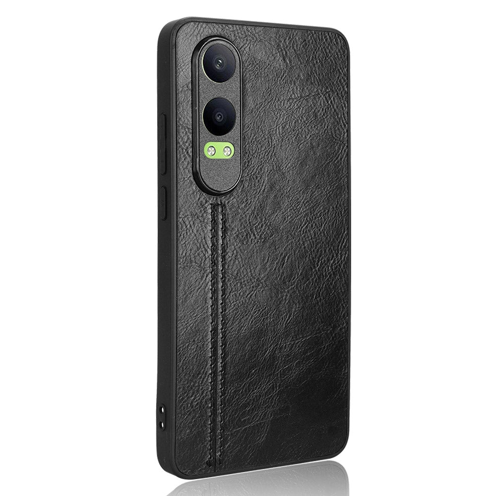OPPO K12x Cow Pattern Sewing Back Cover Phone Case - Premium PU Leather Texture PC + TPU Shockproof Protective Case, Scratch Resistant Slim Lightweight Anti-Fingerprint Full Coverage Mobile Cover