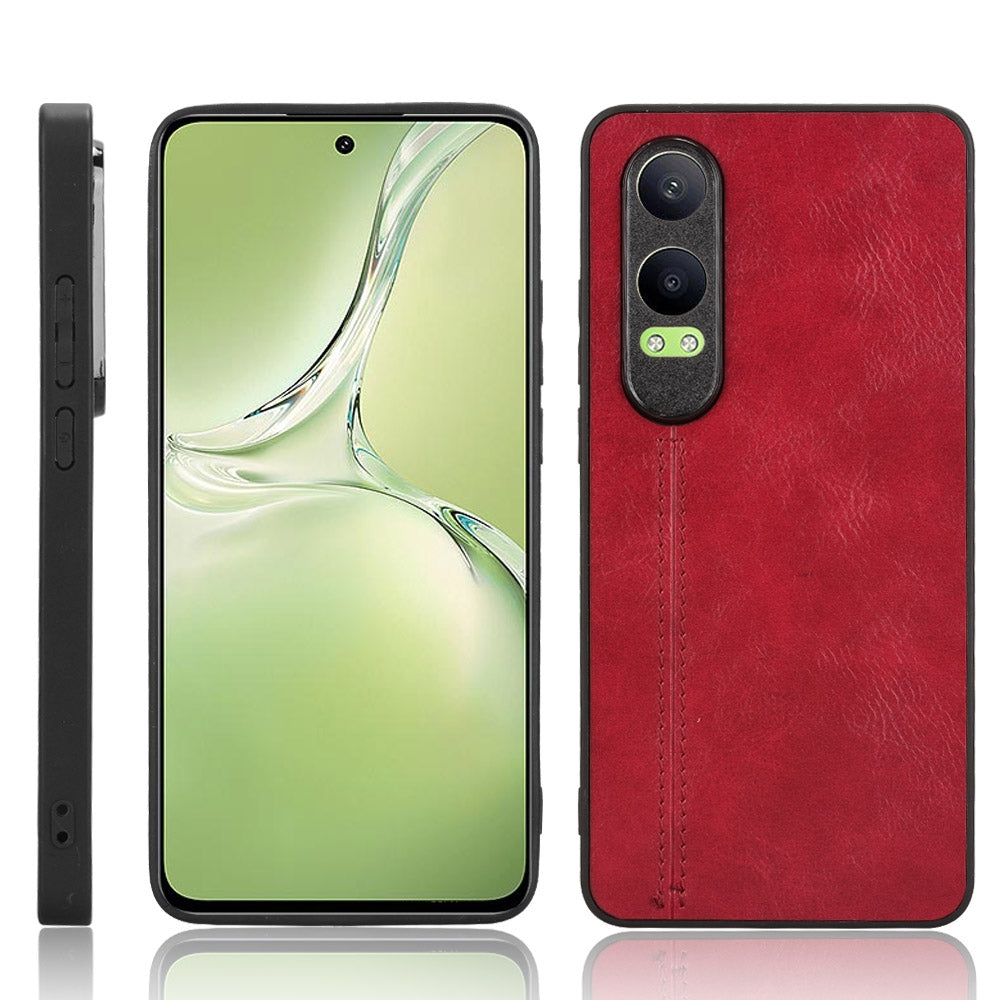 OPPO K12x Cow Pattern Sewing Back Cover Phone Case - Premium PU Leather Texture PC + TPU Shockproof Protective Case, Scratch Resistant Slim Lightweight Anti-Fingerprint Full Coverage Mobile Cover