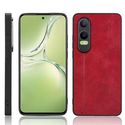 OPPO K12x Cow Pattern Sewing Back Cover Phone Case - Premium PU Leather Texture PC + TPU Shockproof Protective Case, Scratch Resistant Slim Lightweight Anti-Fingerprint Full Coverage Mobile Cover