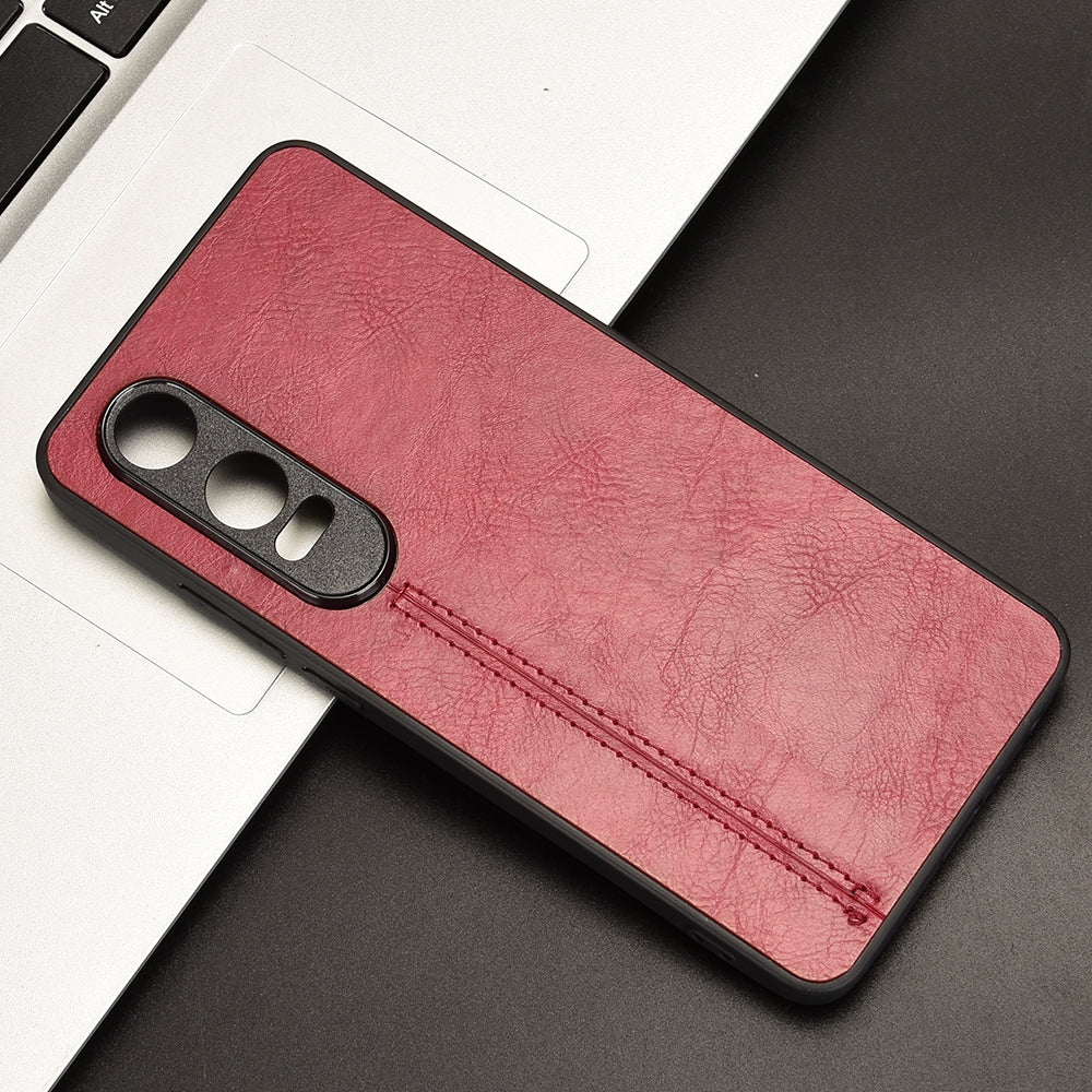 OPPO K12x Cow Pattern Sewing Back Cover Phone Case - Premium PU Leather Texture PC + TPU Shockproof Protective Case, Scratch Resistant Slim Lightweight Anti-Fingerprint Full Coverage Mobile Cover