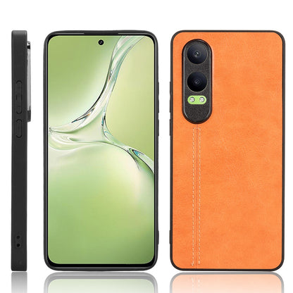 OPPO K12x Cow Pattern Sewing Back Cover Phone Case - Premium PU Leather Texture PC + TPU Shockproof Protective Case, Scratch Resistant Slim Lightweight Anti-Fingerprint Full Coverage Mobile Cover