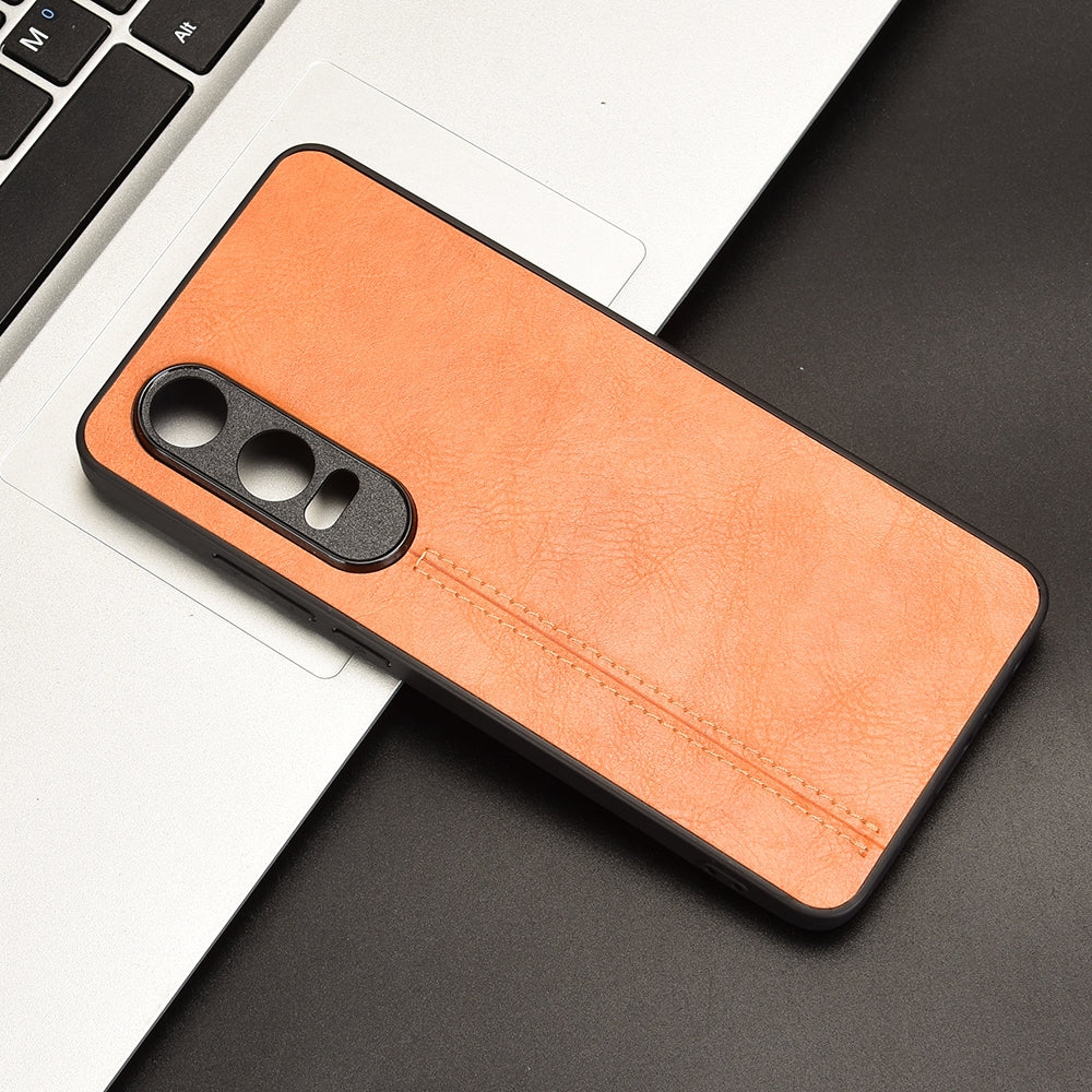 OPPO K12x Cow Pattern Sewing Back Cover Phone Case - Premium PU Leather Texture PC + TPU Shockproof Protective Case, Scratch Resistant Slim Lightweight Anti-Fingerprint Full Coverage Mobile Cover