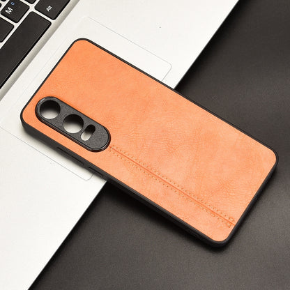 OPPO K12x Cow Pattern Sewing Back Cover Phone Case - Premium PU Leather Texture PC + TPU Shockproof Protective Case, Scratch Resistant Slim Lightweight Anti-Fingerprint Full Coverage Mobile Cover