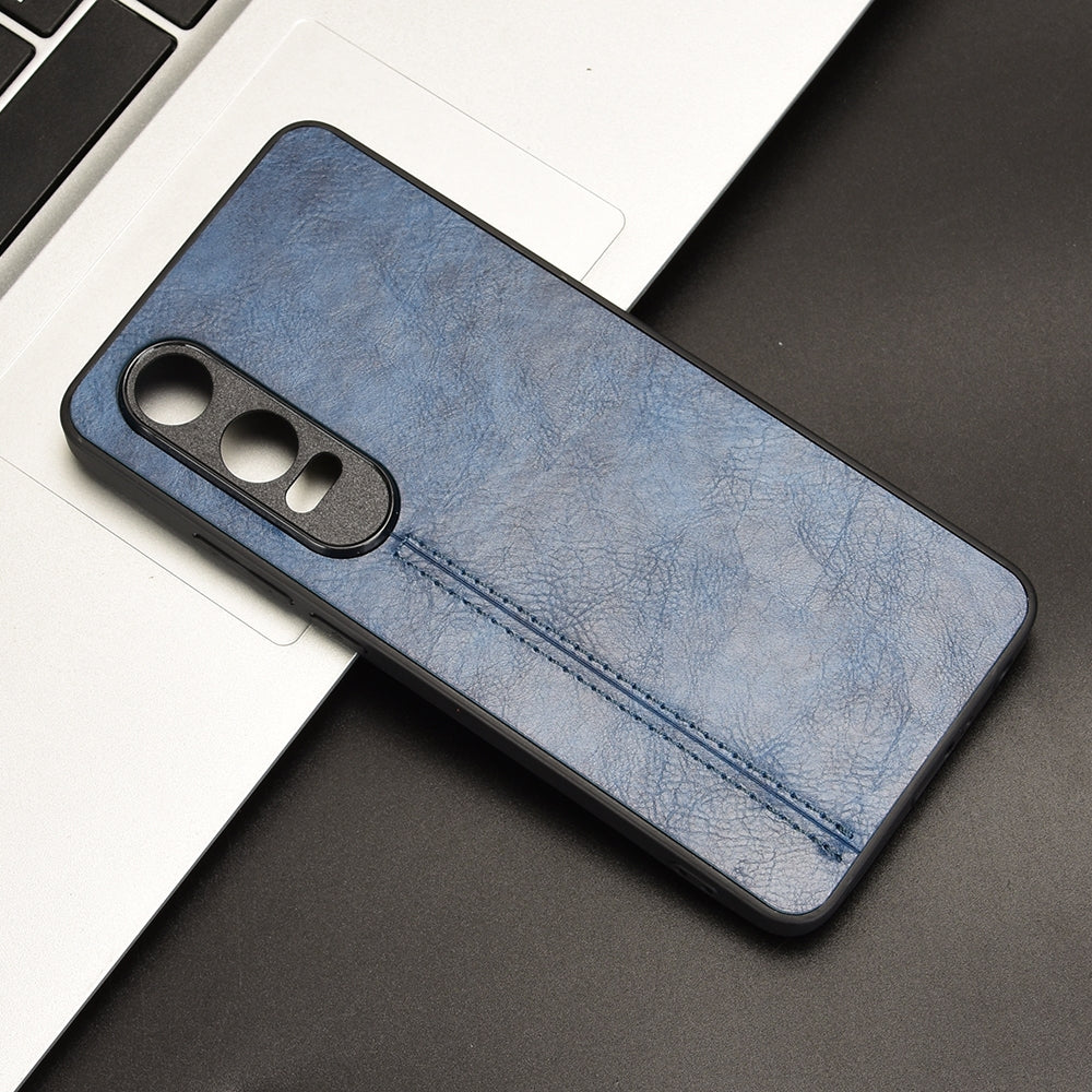 OPPO K12x Cow Pattern Sewing Back Cover Phone Case - Premium PU Leather Texture PC + TPU Shockproof Protective Case, Scratch Resistant Slim Lightweight Anti-Fingerprint Full Coverage Mobile Cover