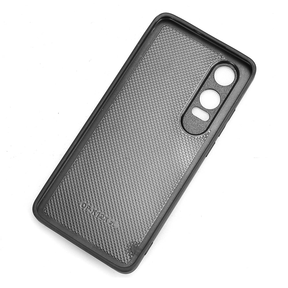 OPPO K12x Cow Pattern Sewing Back Cover Phone Case - Premium PU Leather Texture PC + TPU Shockproof Protective Case, Scratch Resistant Slim Lightweight Anti-Fingerprint Full Coverage Mobile Cover