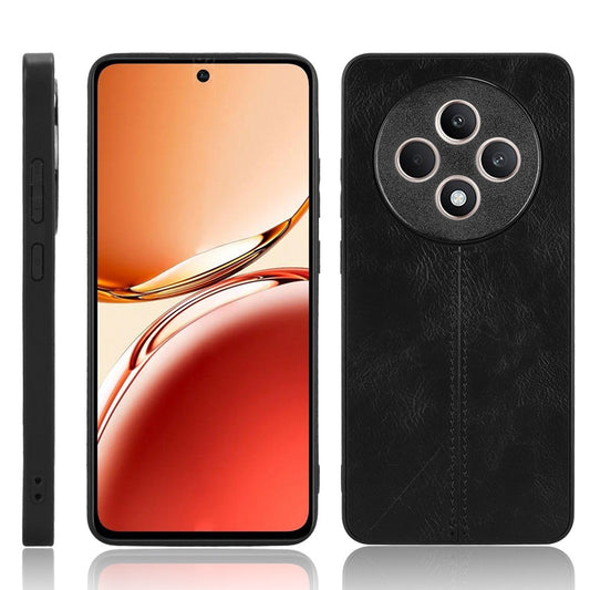 OPPO Reno12 F 5G Cow Pattern Sewing Back Cover Phone Case - Premium PU Leather Texture PC + TPU Shockproof Protective Case, Scratch Resistant Slim Lightweight Anti-Fingerprint Full Coverage Mobile Cover