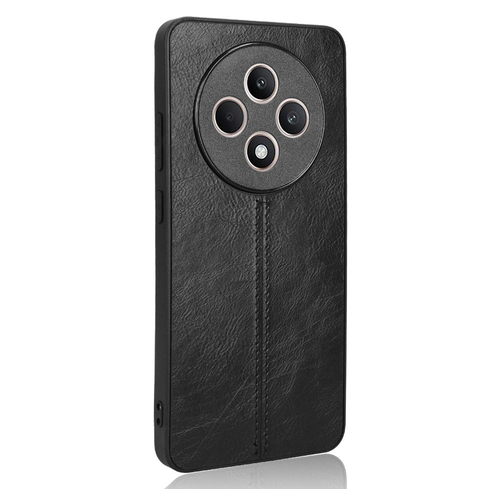 OPPO Reno12 F 5G Cow Pattern Sewing Back Cover Phone Case - Premium PU Leather Texture PC + TPU Shockproof Protective Case, Scratch Resistant Slim Lightweight Anti-Fingerprint Full Coverage Mobile Cover