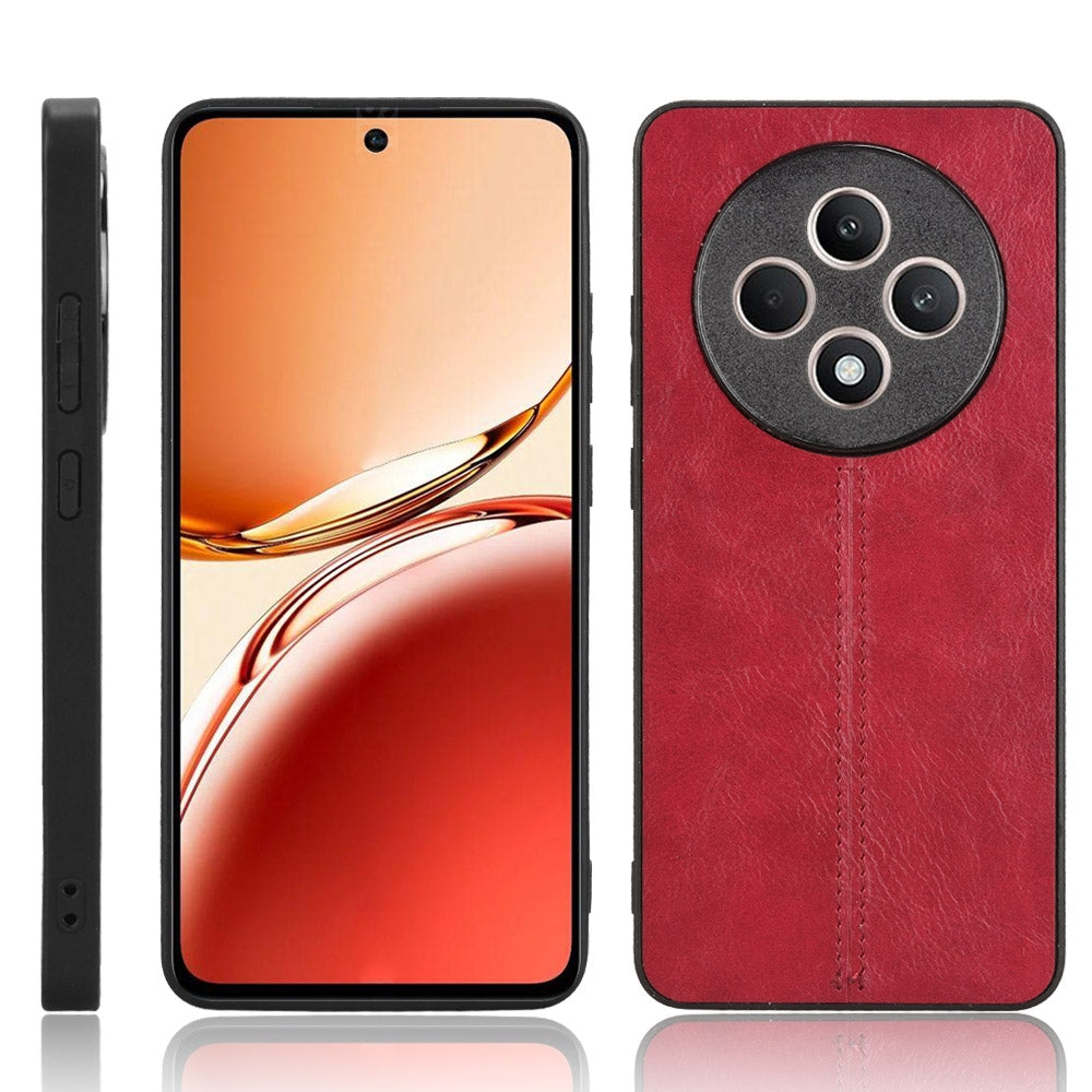 OPPO Reno12 F 5G Cow Pattern Sewing Back Cover Phone Case - Premium PU Leather Texture PC + TPU Shockproof Protective Case, Scratch Resistant Slim Lightweight Anti-Fingerprint Full Coverage Mobile Cover