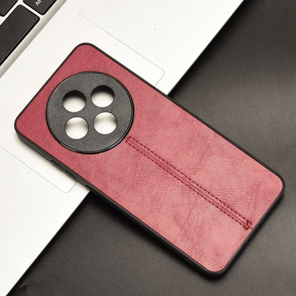 OPPO Reno12 F 5G Cow Pattern Sewing Back Cover Phone Case - Premium PU Leather Texture PC + TPU Shockproof Protective Case, Scratch Resistant Slim Lightweight Anti-Fingerprint Full Coverage Mobile Cover