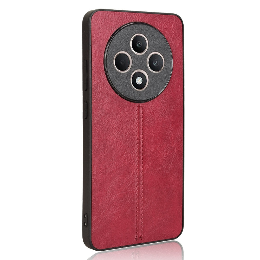 OPPO Reno12 F 5G Cow Pattern Sewing Back Cover Phone Case - Premium PU Leather Texture PC + TPU Shockproof Protective Case, Scratch Resistant Slim Lightweight Anti-Fingerprint Full Coverage Mobile Cover