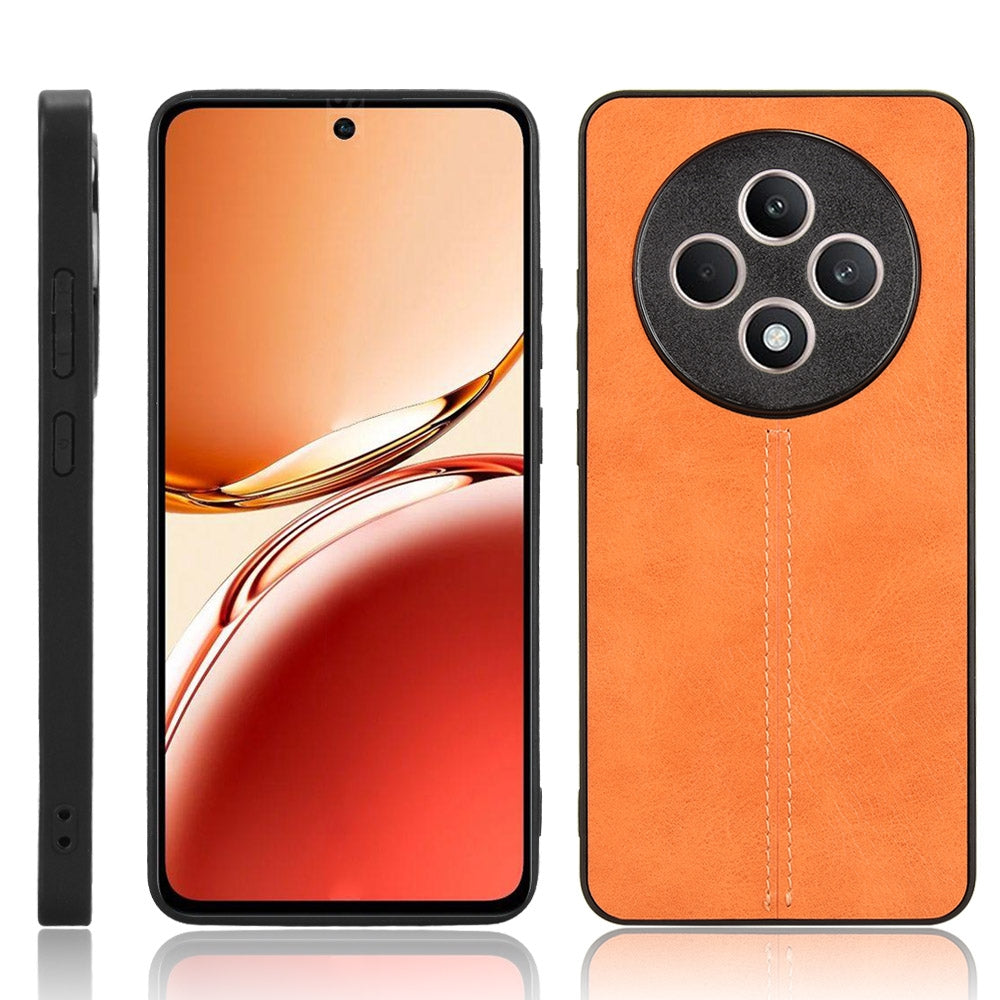OPPO Reno12 F 5G Cow Pattern Sewing Back Cover Phone Case - Premium PU Leather Texture PC + TPU Shockproof Protective Case, Scratch Resistant Slim Lightweight Anti-Fingerprint Full Coverage Mobile Cover