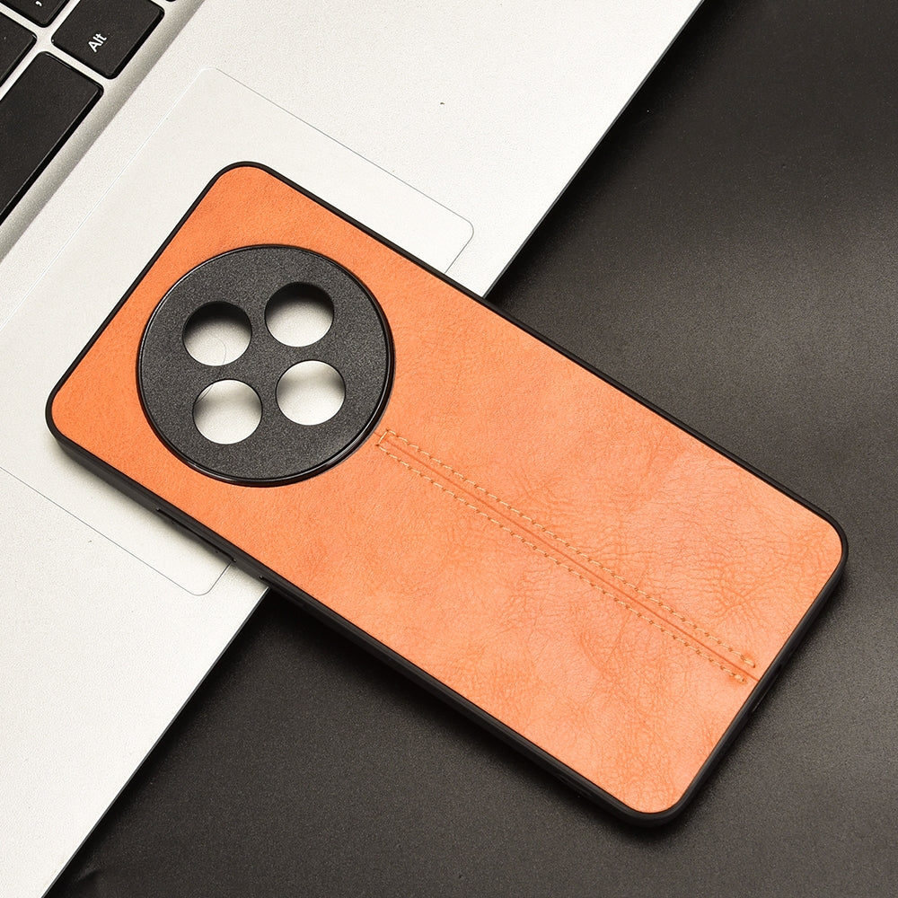 OPPO Reno12 F 5G Cow Pattern Sewing Back Cover Phone Case - Premium PU Leather Texture PC + TPU Shockproof Protective Case, Scratch Resistant Slim Lightweight Anti-Fingerprint Full Coverage Mobile Cover