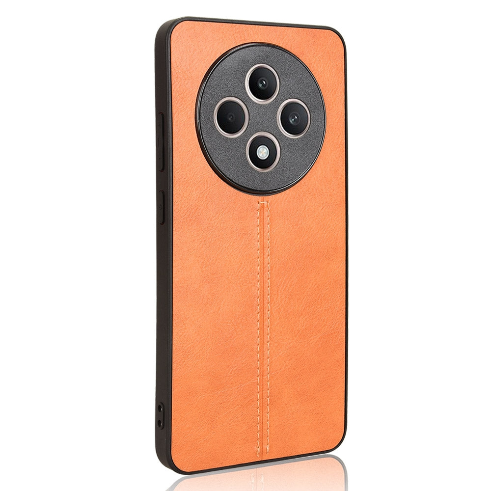 OPPO Reno12 F 5G Cow Pattern Sewing Back Cover Phone Case - Premium PU Leather Texture PC + TPU Shockproof Protective Case, Scratch Resistant Slim Lightweight Anti-Fingerprint Full Coverage Mobile Cover