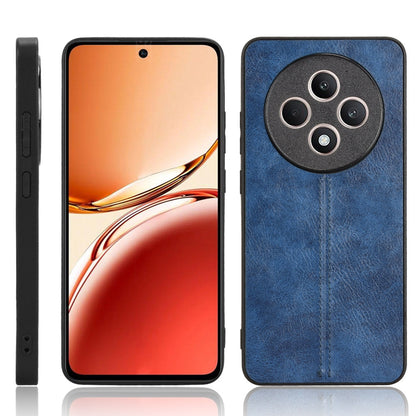 OPPO Reno12 F 5G Cow Pattern Sewing Back Cover Phone Case - Premium PU Leather Texture PC + TPU Shockproof Protective Case, Scratch Resistant Slim Lightweight Anti-Fingerprint Full Coverage Mobile Cover