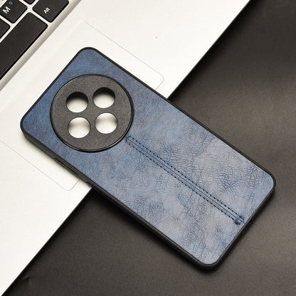 OPPO Reno12 F 5G Cow Pattern Sewing Back Cover Phone Case - Premium PU Leather Texture PC + TPU Shockproof Protective Case, Scratch Resistant Slim Lightweight Anti-Fingerprint Full Coverage Mobile Cover