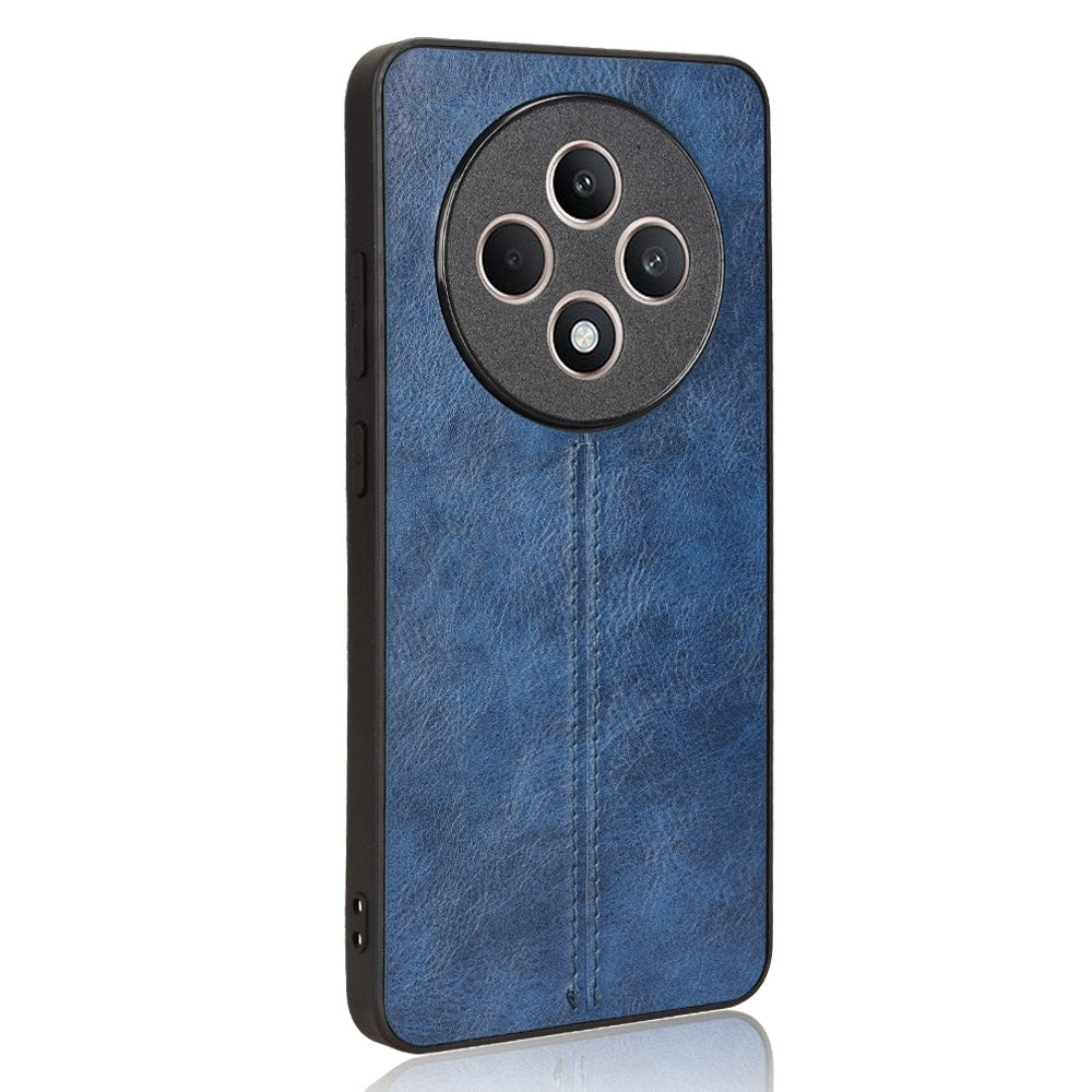 OPPO Reno12 F 5G Cow Pattern Sewing Back Cover Phone Case - Premium PU Leather Texture PC + TPU Shockproof Protective Case, Scratch Resistant Slim Lightweight Anti-Fingerprint Full Coverage Mobile Cover