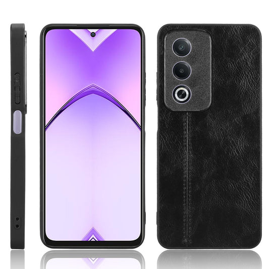 OPPO K12x 5G Cow Pattern Sewing Back Cover Phone Case - Premium PU Leather Texture PC + TPU Shockproof Protective Case, Scratch Resistant Slim Lightweight Anti-Fingerprint Full Coverage Mobile Cover
