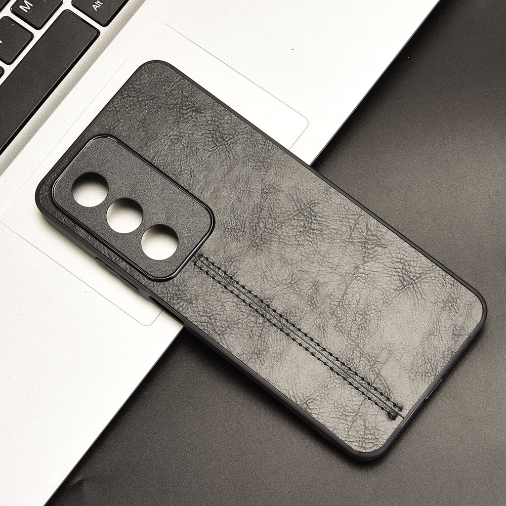 OPPO A3 Pro Global Cow Pattern Sewing Back Cover Phone Case - Premium PU Leather Texture PC + TPU Shockproof Protective Case, Scratch Resistant Slim Lightweight Anti-Fingerprint Full Coverage Mobile Cover