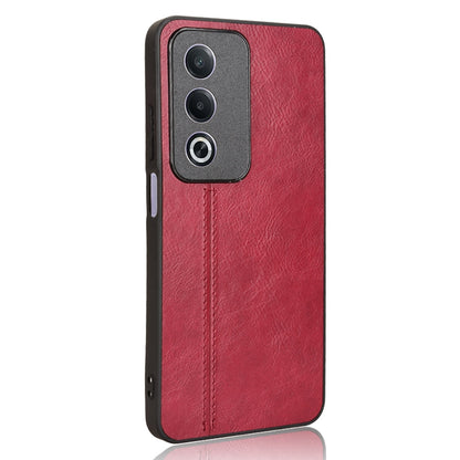 OPPO K12x 5G Cow Pattern Sewing Back Cover Phone Case - Premium PU Leather Texture PC + TPU Shockproof Protective Case, Scratch Resistant Slim Lightweight Anti-Fingerprint Full Coverage Mobile Cover