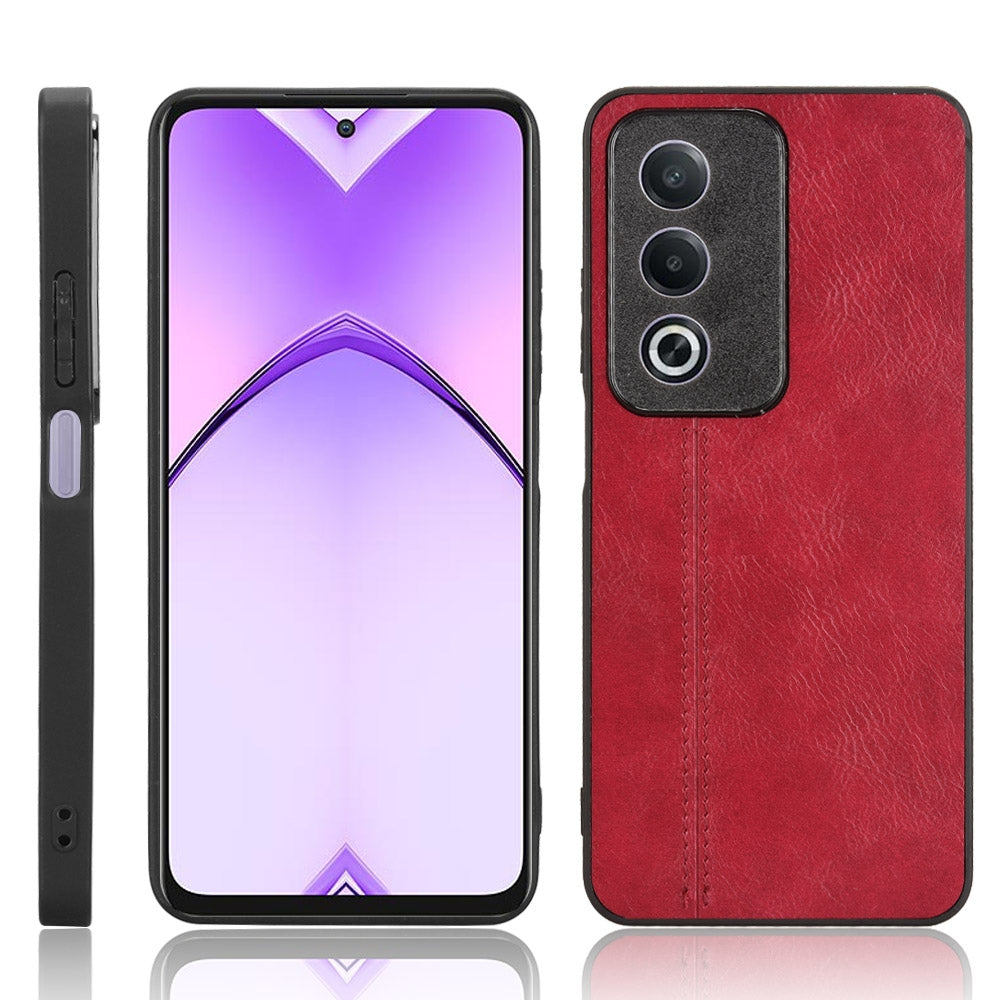 OPPO A3 Pro Global Cow Pattern Sewing Back Cover Phone Case - Premium PU Leather Texture PC + TPU Shockproof Protective Case, Scratch Resistant Slim Lightweight Anti-Fingerprint Full Coverage Mobile Cover