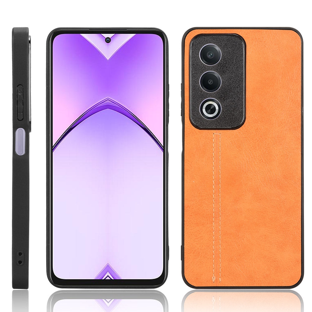 OPPO K12x 5G Cow Pattern Sewing Back Cover Phone Case - Premium PU Leather Texture PC + TPU Shockproof Protective Case, Scratch Resistant Slim Lightweight Anti-Fingerprint Full Coverage Mobile Cover