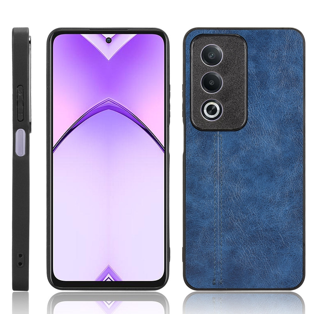 OPPO K12x 5G Cow Pattern Sewing Back Cover Phone Case - Premium PU Leather Texture PC + TPU Shockproof Protective Case, Scratch Resistant Slim Lightweight Anti-Fingerprint Full Coverage Mobile Cover