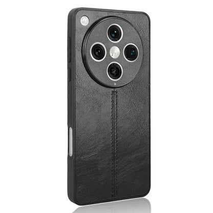 OPPO Find X8 Pro Cow Pattern Sewing Back Cover Phone Case - Premium PU Leather Texture PC + TPU Shockproof Protective Case, Scratch Resistant Slim Lightweight Anti-Fingerprint Full Coverage Mobile Cover