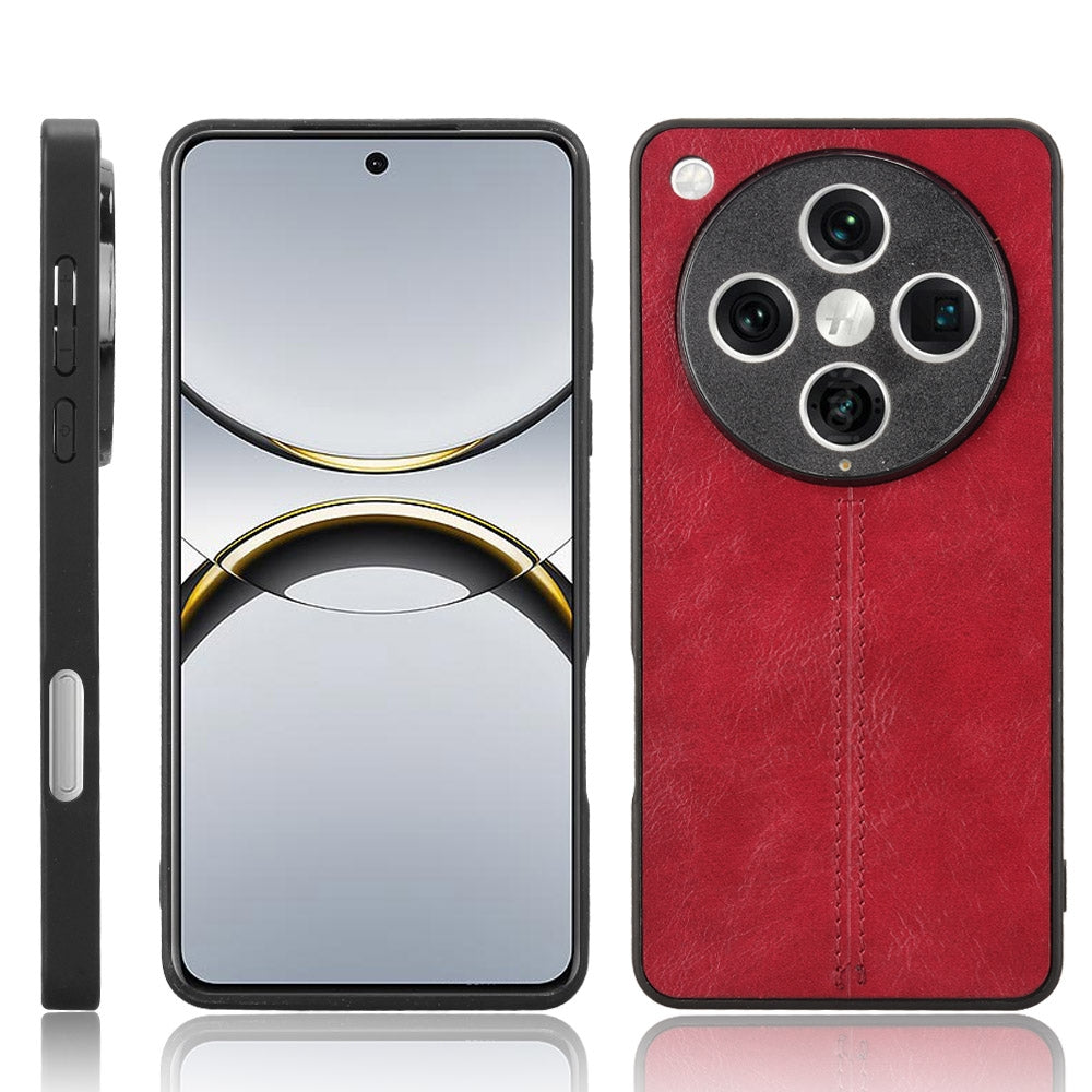 OPPO Find X8 Pro Cow Pattern Sewing Back Cover Phone Case - Premium PU Leather Texture PC + TPU Shockproof Protective Case, Scratch Resistant Slim Lightweight Anti-Fingerprint Full Coverage Mobile Cover