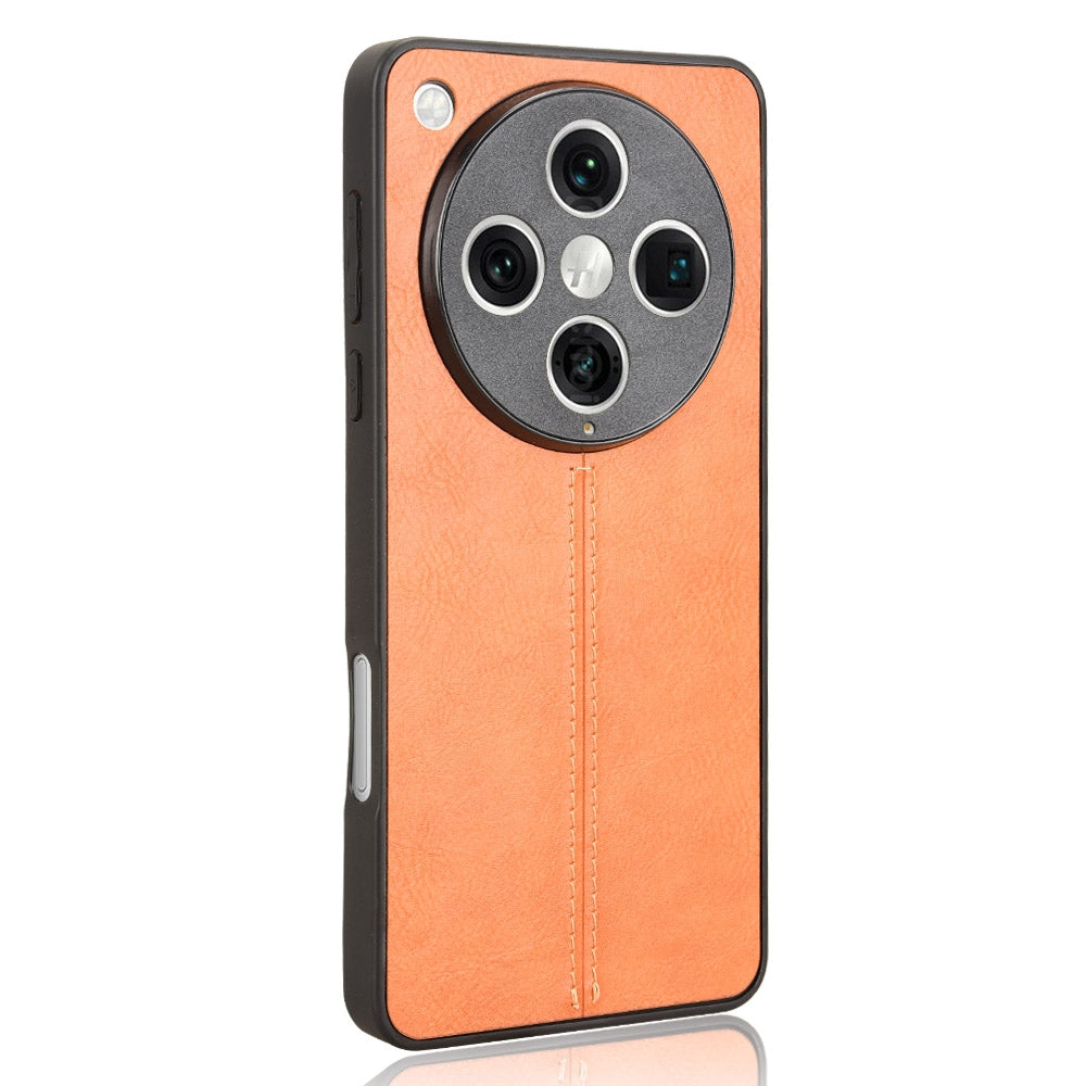 OPPO Find X8 Pro Cow Pattern Sewing Back Cover Phone Case - Premium PU Leather Texture PC + TPU Shockproof Protective Case, Scratch Resistant Slim Lightweight Anti-Fingerprint Full Coverage Mobile Cover