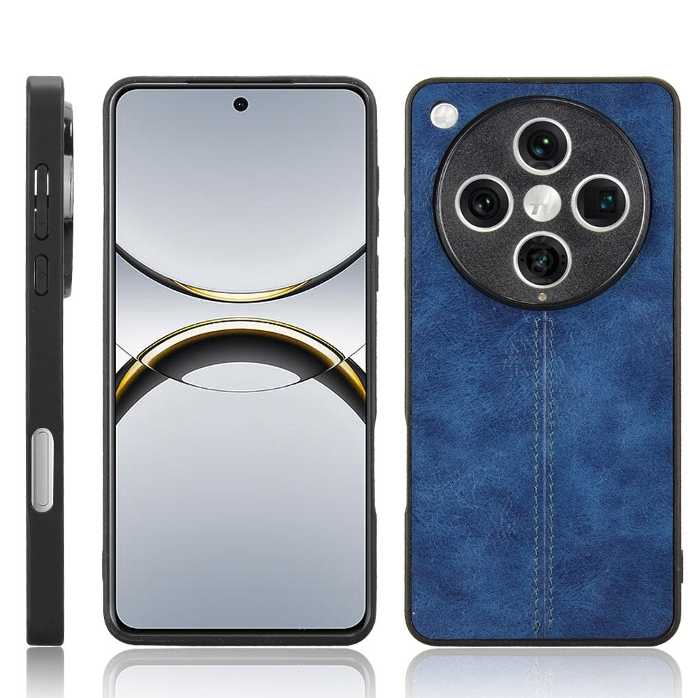 OPPO Find X8 Pro Cow Pattern Sewing Back Cover Phone Case - Premium PU Leather Texture PC + TPU Shockproof Protective Case, Scratch Resistant Slim Lightweight Anti-Fingerprint Full Coverage Mobile Cover