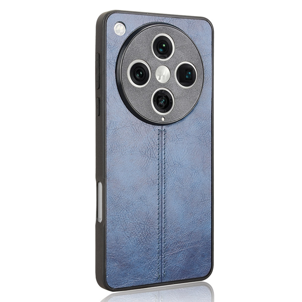 OPPO Find X8 Pro Cow Pattern Sewing Back Cover Phone Case - Premium PU Leather Texture PC + TPU Shockproof Protective Case, Scratch Resistant Slim Lightweight Anti-Fingerprint Full Coverage Mobile Cover