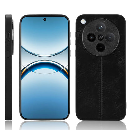 OPPO Find X8 Cow Pattern Sewing Back Cover Phone Case - Premium PU Leather Texture PC + TPU Shockproof Protective Case, Scratch Resistant Slim Lightweight Anti-Fingerprint Full Coverage Mobile Cover