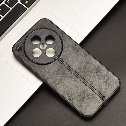 OPPO Find X8 Cow Pattern Sewing Back Cover Phone Case - Premium PU Leather Texture PC + TPU Shockproof Protective Case, Scratch Resistant Slim Lightweight Anti-Fingerprint Full Coverage Mobile Cover