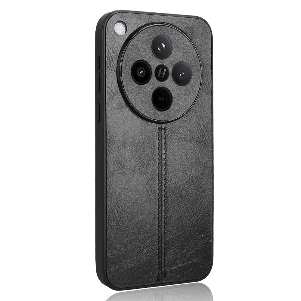 OPPO Find X8 Cow Pattern Sewing Back Cover Phone Case - Premium PU Leather Texture PC + TPU Shockproof Protective Case, Scratch Resistant Slim Lightweight Anti-Fingerprint Full Coverage Mobile Cover