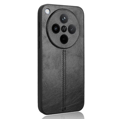 OPPO Find X8 Cow Pattern Sewing Back Cover Phone Case - Premium PU Leather Texture PC + TPU Shockproof Protective Case, Scratch Resistant Slim Lightweight Anti-Fingerprint Full Coverage Mobile Cover