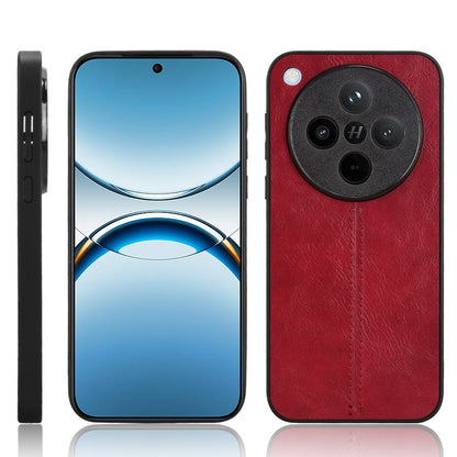 OPPO Find X8 Cow Pattern Sewing Back Cover Phone Case - Premium PU Leather Texture PC + TPU Shockproof Protective Case, Scratch Resistant Slim Lightweight Anti-Fingerprint Full Coverage Mobile Cover