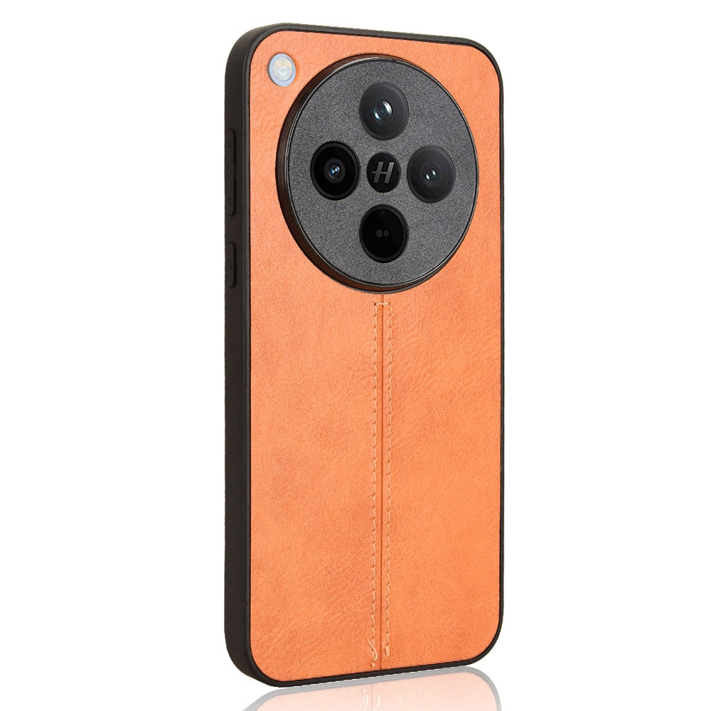 OPPO Find X8 Cow Pattern Sewing Back Cover Phone Case - Premium PU Leather Texture PC + TPU Shockproof Protective Case, Scratch Resistant Slim Lightweight Anti-Fingerprint Full Coverage Mobile Cover