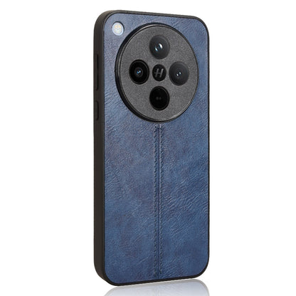 OPPO Find X8 Cow Pattern Sewing Back Cover Phone Case - Premium PU Leather Texture PC + TPU Shockproof Protective Case, Scratch Resistant Slim Lightweight Anti-Fingerprint Full Coverage Mobile Cover