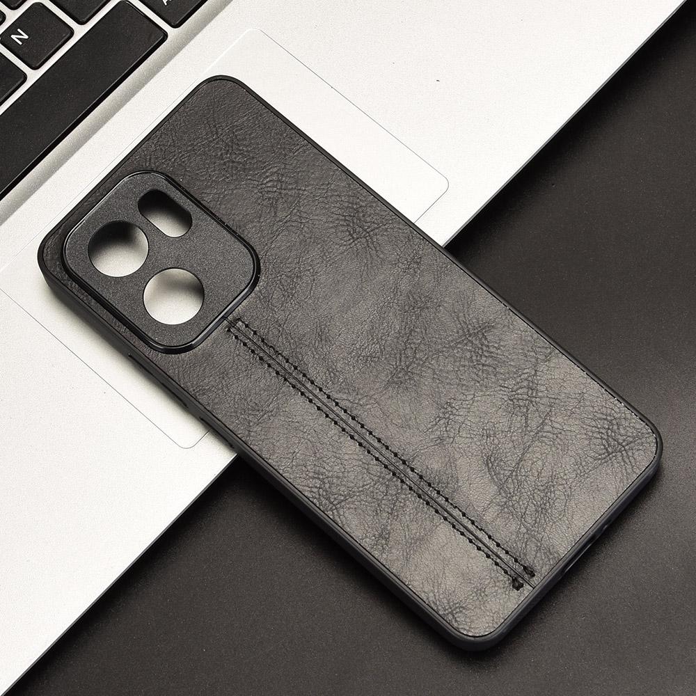 OPPO Reno13 F 4G Cow Pattern Sewing Back Cover Phone Case - Premium PU Leather Texture PC + TPU Shockproof Protective Case, Scratch Resistant Slim Lightweight Anti-Fingerprint Full Coverage Mobile Cover