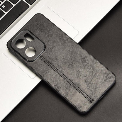 OPPO Reno13 F 5G Cow Pattern Sewing Back Cover Phone Case - Premium PU Leather Texture PC + TPU Shockproof Protective Case, Scratch Resistant Slim Lightweight Anti-Fingerprint Full Coverage Mobile Cover